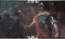 Alexander the Great Cutting the Gordian Knot, 1736-1737. Artist: Retti, Livio (1692-1751)