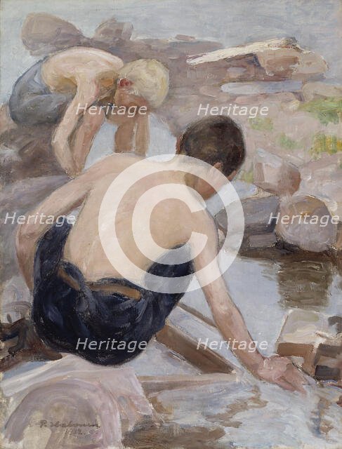 Two Boys on the Shore, 1922. Creator: Pekka Halonen.