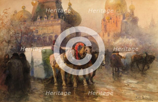 Ice transport in Moscow. Creator: Sala, Paolo (1859-1924).