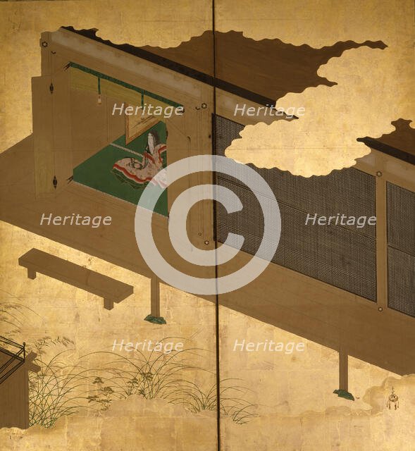 Six-fold screen depicting tales of Ise, 1617-1691. Creator: Tosa Mitsuoki.