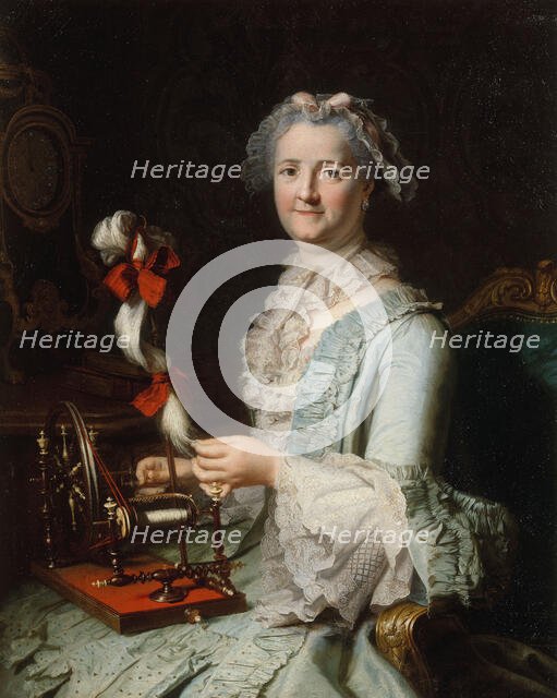 Presumed portrait of Françoise-Marie Pouget, second wife of Chardin, c1760. Creator: Jacques-Andre-Joseph Aved.