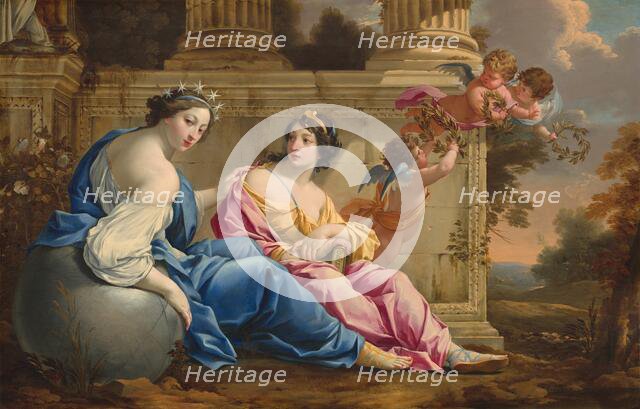 The Muses Urania and Calliope, c. 1634. Creators: Simon Vouet, Workshop of Simon Vouet.
