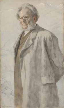 Portrait of Henrik Ibsen (1828-1906), 1895. Creator: Werenskiold, Erik Theodor (1855-1938).