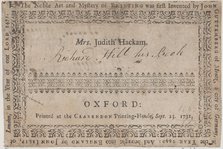 Book Label for Mrs. Judith Hackam, 19th century., 19th century. Creator: Anon.