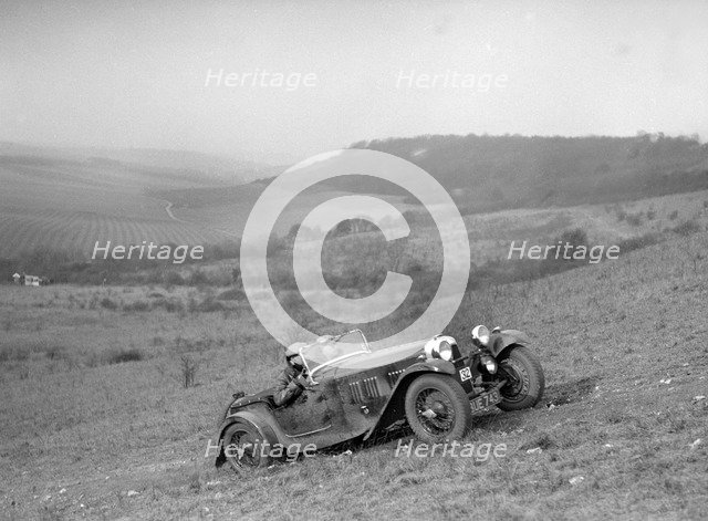 HRG competing in the London Motor Club Coventry Cup Trial, Knatts Hill, Kent, 1938. Artist: Bill Brunell.