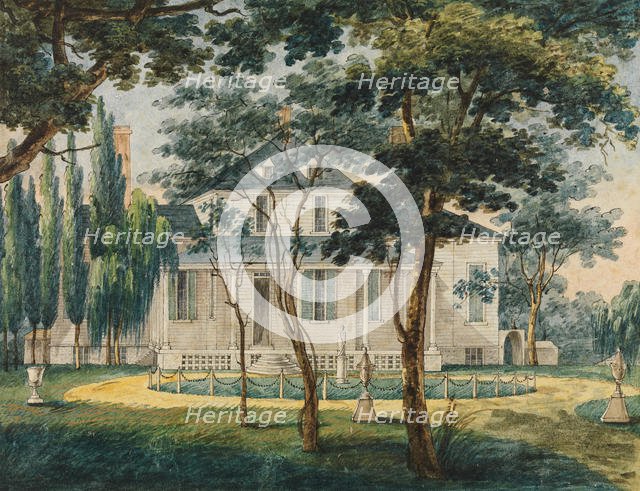A Country Residence, Possibly General Moreau's Country House at Morrisville..., 1811-ca. 1813. Creator: Pavel Petrovic Svin'in.