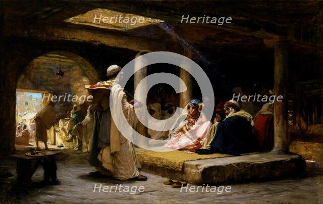 Cafe at Biskra, Algeria, 1884. Creator: Frederick Arthur Bridgman.