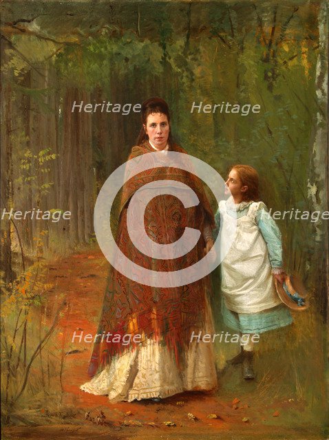 In the Park. Portrait of the Artist's Wife and Daughter, 1875. Artist: Kramskoi, Ivan Nikolayevich (1837-1887)