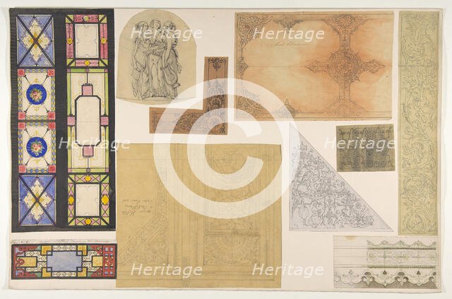 Ten designs for the decoration of the Opéra Comique, Paris, second half 19th century. Creators: Jules-Edmond-Charles Lachaise, Eugène-Pierre Gourdet.