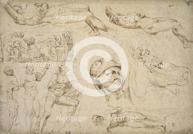 A sheet of studies after the Antique, 1532-1535. Creator: Maerten van Heemskerck.