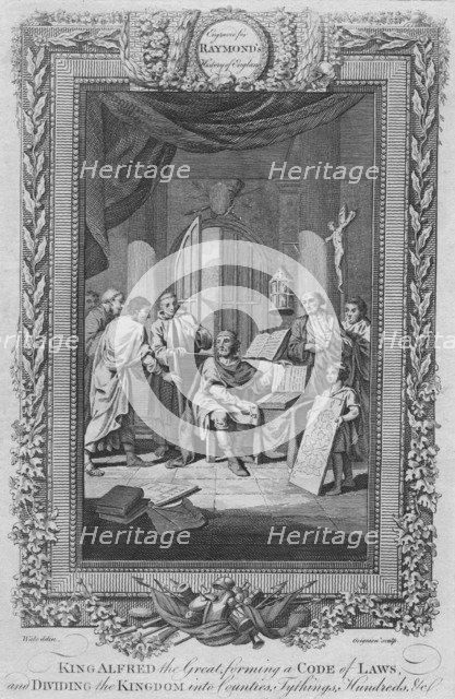 'King Alfred the Great, forming a Code of Laws, and Dividing the Kingdom into Counties', c1787. Artist: Unknown.
