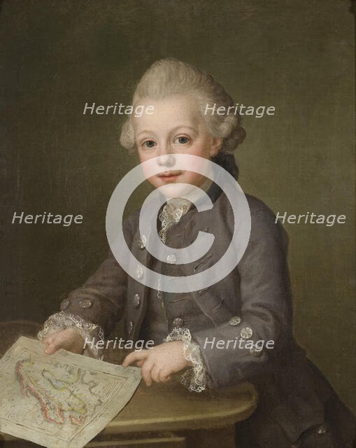 Boy with Map of Scandinavia, 1771. Creator: Ulrika Fredrika Pasch.