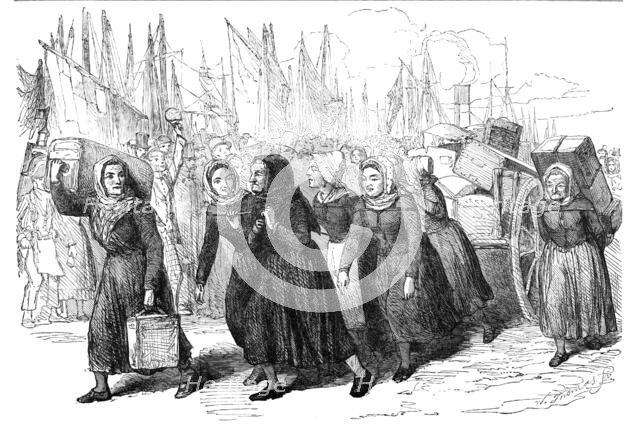 Boulogne Fishwomen carrying the Luggage of the Nurses for the East, 1854. Creator: William Thomas.