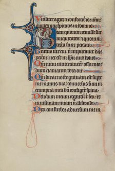 Initial B: A Priest Baptizing a Child; Bute Psalter, text and illumination about 1285. Creator: Bute Master.