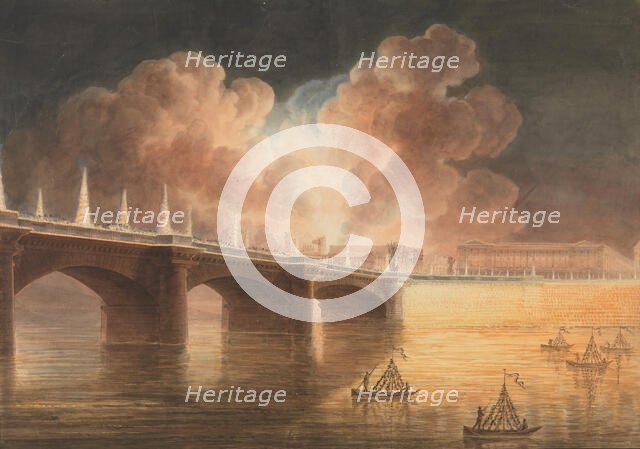 Fête pour la Paix Générale donnée à Paris le 18 Brumaire. Pont et Place de la Concorde., 1801-2. Creators: Francesco Piranesi, Jean François Sablet.