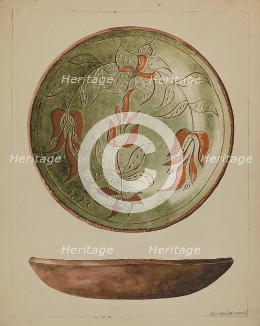 Pa. German Plate, c. 1936. Creator: Yolande Delasser.