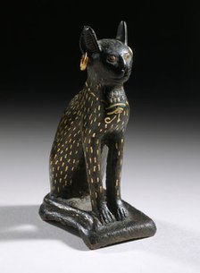 Figurine of the Goddess Bastet as a Cat, 21st-26th Dynasty (1081-525 B.C.). Creator: Unknown.