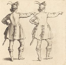 Officer with Feathers in Cap, Seen from Behind, 1617 and 1621. Creator: Jacques Callot.