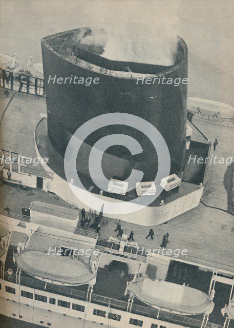 'An unusual angle of the Normandie's deck', 1936. Artist: Unknown.