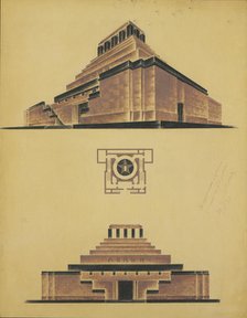 The Lenin's Mausoleum (First version of the final project). Artist: Shchusev, Alexey Viktorovich (1894-1949)