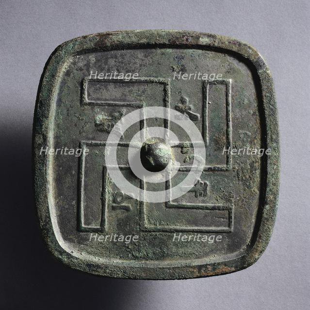 Square Mirror with Wan Symbol, early 1000s. Creator: Unknown.