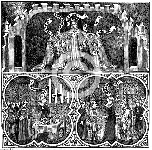 Allegory of Justice, from Aristotle's Ethics, 14th century. Artist: Unknown