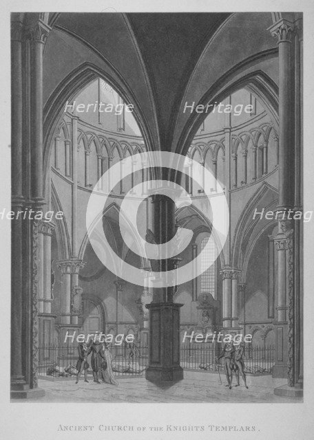 Interior view of Temple Church, City of London, 1796. Artist: Anon