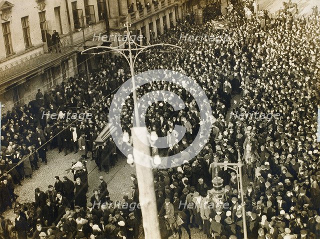 Funeral procession of the poet Valery Bryusov, Moscow, USSR, 12 October 1924. Artist: Unknown