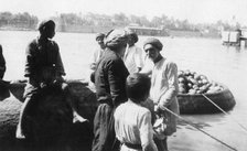 River craft laden with melons, Tigris River, Baghdad, Iraq, 1917-1919. Artist: Unknown