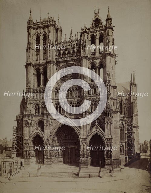 Cathedral Basilica of Our Lady of Amiens - western façade, Amiens, around 1880. Creator: Unknown.