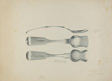 Silver Salt Spoon, c. 1937. Creator: Florence Hastings.
