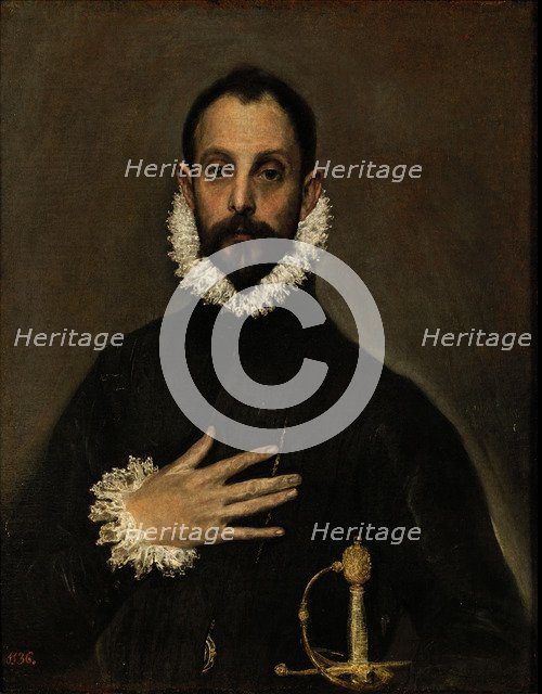 Nobleman with his Hand on his Chest, c. 1580. Artist: El Greco, Dominico (1541-1614)