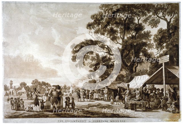 Army camp in Hyde Park, London, 1780.                                                        Artist: Paul Sandby