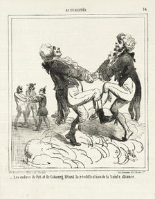 Les ombres de Pitt et de Cobourg fêtant la réedification de le Sainte-alliance, 1864. Creator: Cham.