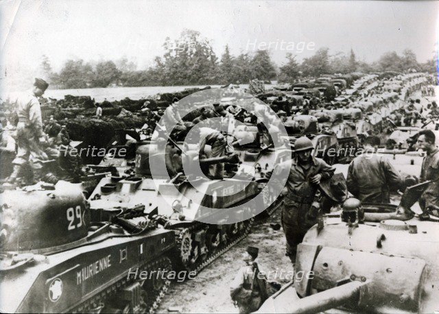 Tanks of the French 2nd Armored Division, Normandy, 1944. Artist: Unknown