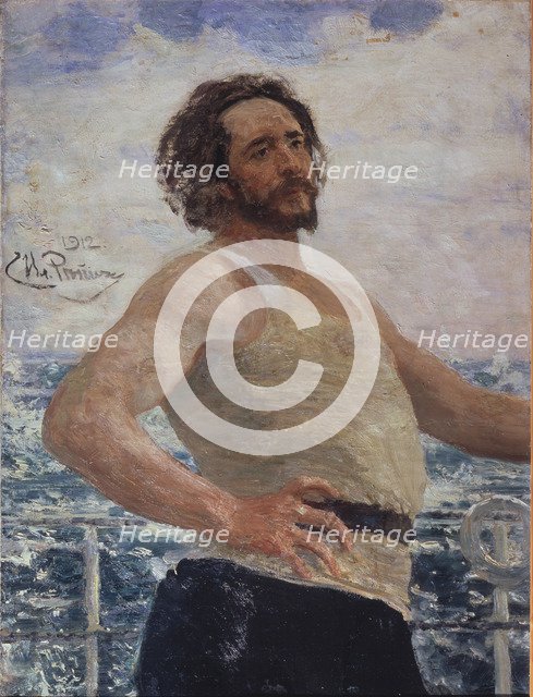 Portrait of the author Leonid Andreyev (1871-1919), 1912. Artist: Repin, Ilya Yefimovich (1844-1930)