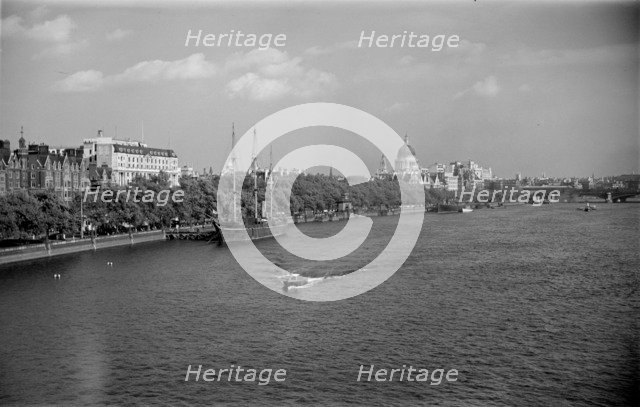 View along the River Thames, London, c1945-c1965. Artist: SW Rawlings