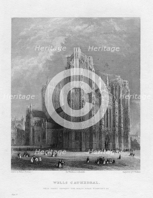 Wells Cathedral, Somerset, c1860. Artist: Benjamin Winkles