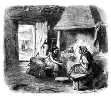 Sketches from Ireland: interior of a mud cabin at Kildare, 1870. Creator: Unknown.