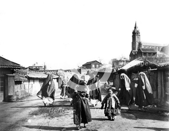 Women and children, Nam San, Korea, 1900. Artist: Unknown