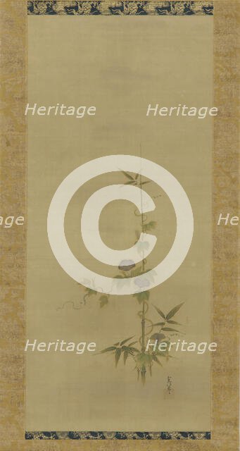 Morning glory and bamboo (part of a set), Edo period, mid 17th-early 18th century. Creator: Kanô Yôboku Tsunenobu.