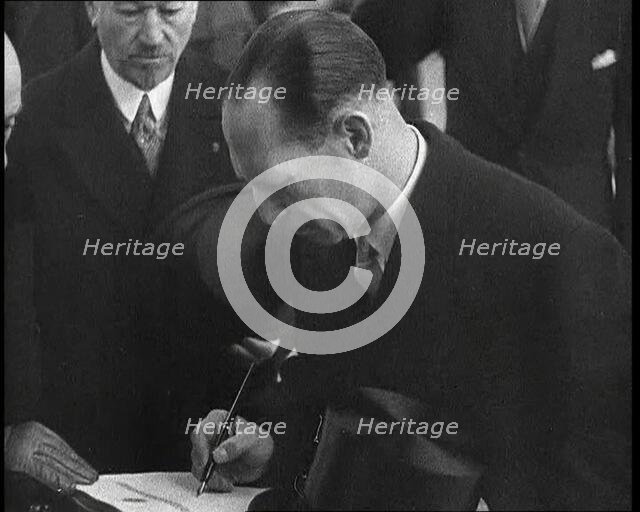 George II, King of the Hellenes Writing Something, 1930s. Creator: British Pathe Ltd.