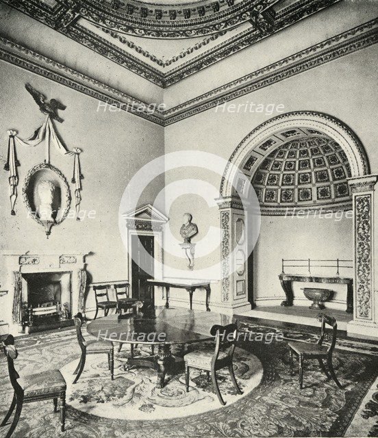 'Contrasted Interiors: Palladian - The Dining-Room, Holkham, Norfolk, by William Kent, with Regency  Artist: Unknown.