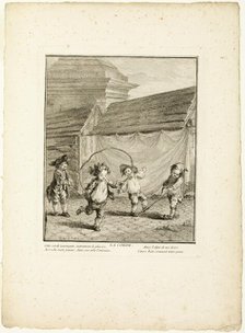 Jump Rope, from The Games of the Urchins of Paris, 1770. Creator: Jean Baptiste Tilliard.