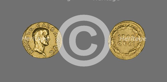 Aureus (Coin) Portraying Emperor Galba, 68 (July)-69 (January). Creator: Unknown.