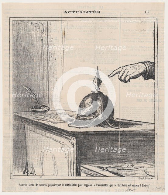 Nouvelle forme de sonnette proposée par le Charivari..., 1872.  Creator: Honore Daumier.