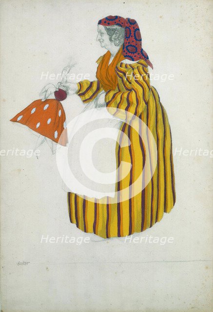 Costume design for the ballet The Magic Toy Shop by G. Rossini, 1919.