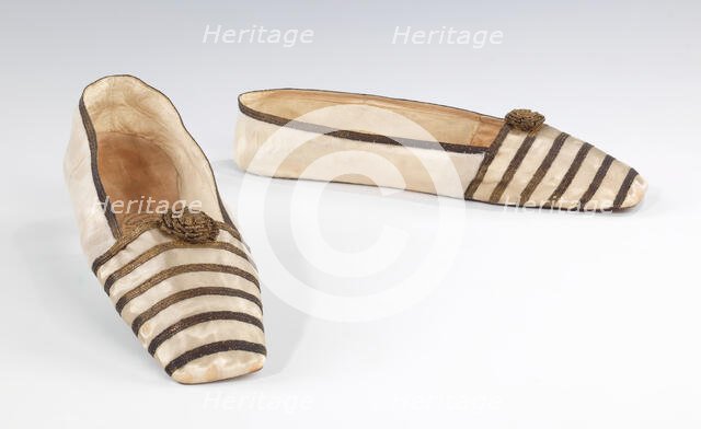 Evening slippers, British, 1840-49. Creator: Gundry & Sons.