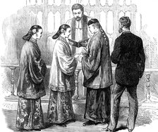 Marriage of English in Chinese dress at Pekin, 1881. Creator: Unknown.