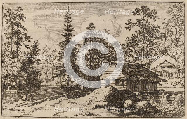 Woman in a Riverscape Looking towards a Boat, probably c. 1645/1656. Creator: Allart van Everdingen.